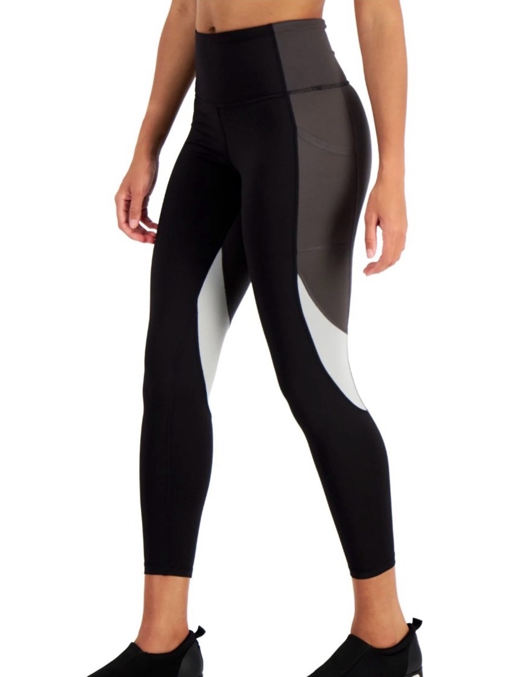Ideology High-Waist Colorblock Leggings - Black/Gray/White Xxl with pockets
